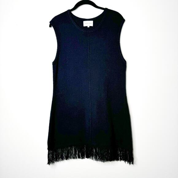 LouLou Studio Soria Black Sleeveless Knit Fringe Top Size L Minimalist Paris - Picture 2 of 9